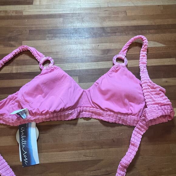 Isabella Rose Maza Textured Bralette Bikini Top D-cup pink - Picture 7 of 9